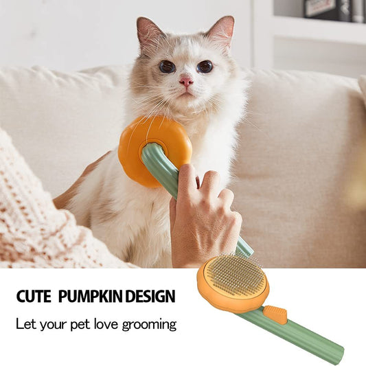 Pet Pumpkin Self-Cleaning Slicker Brush for Dogs, Cats & Small Pets
