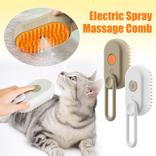 3-in-1 Electric Steamy Pet Brush – Hair Removal, Massage & Grooming for Cats & Dogs